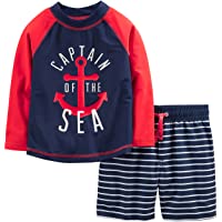 Simple Joys by Carters 2-Piece Swimsuit Trunk and Rashguard Niños- Pack de 2